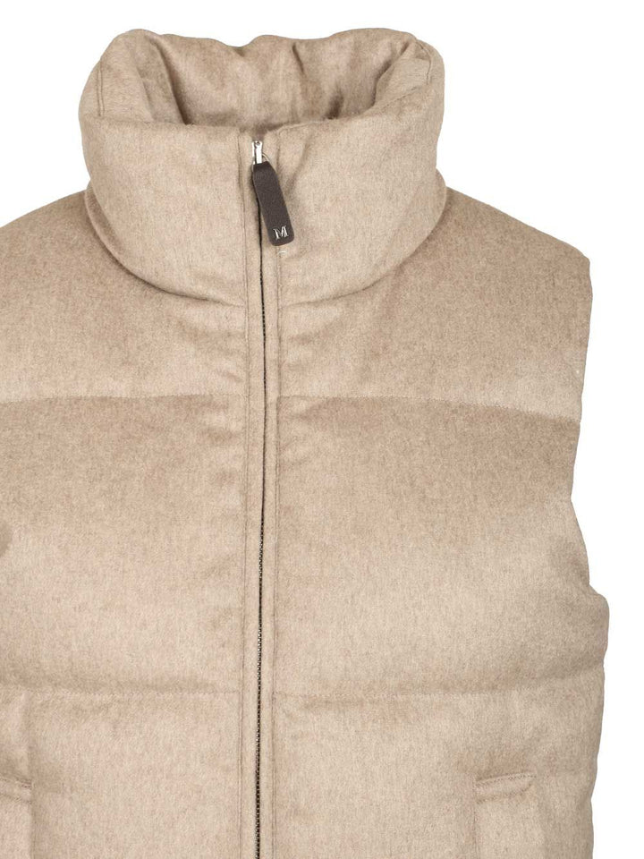 Max Mara The Cube Cashmere Padded Vest Coats - Beige | 607391611116b84c16cd55b8fea11ad4759fff20
