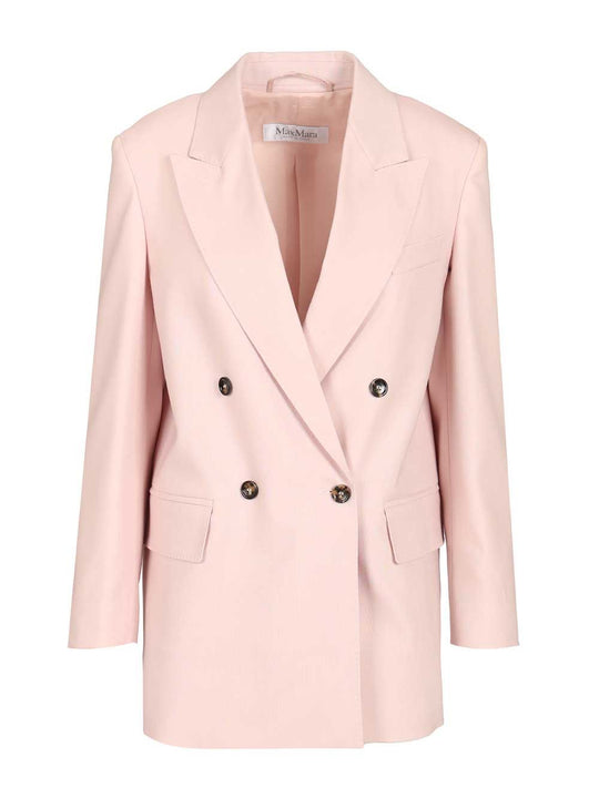 Ombrosa Double-Breasted Blazer In Wool, Mohair And Silk Blend Jackets Rose