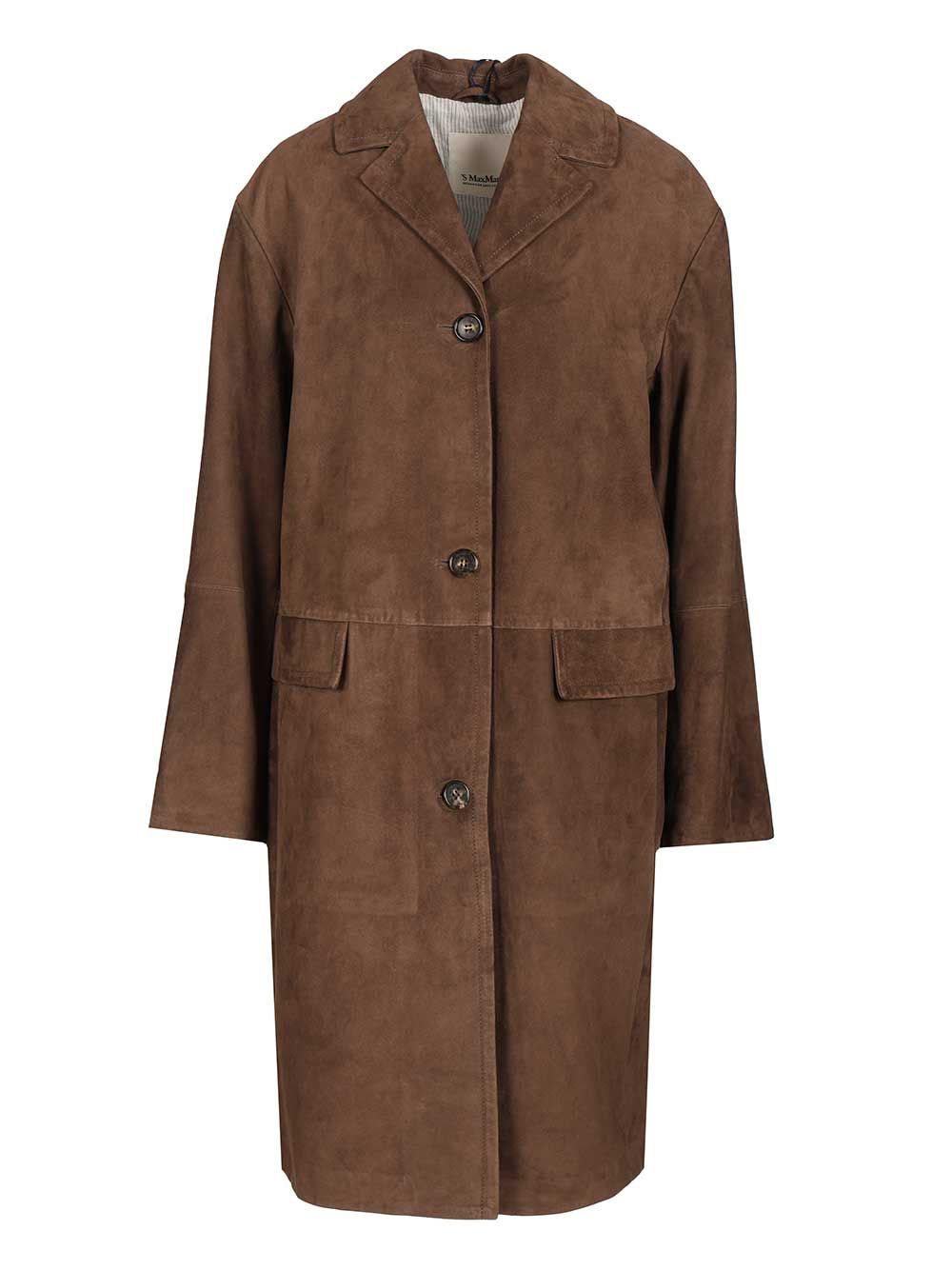 'S Max Mara Suede Overcoat Jackets - Brown | 57747e6b17988b3c1f74bd55921a4ccfbc18d5a9