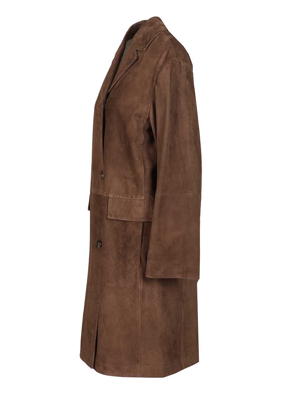 'S Max Mara Suede Overcoat Jackets - Brown | 1cca90c382839aa8f9cd3fb1e9da5b714f8fb878