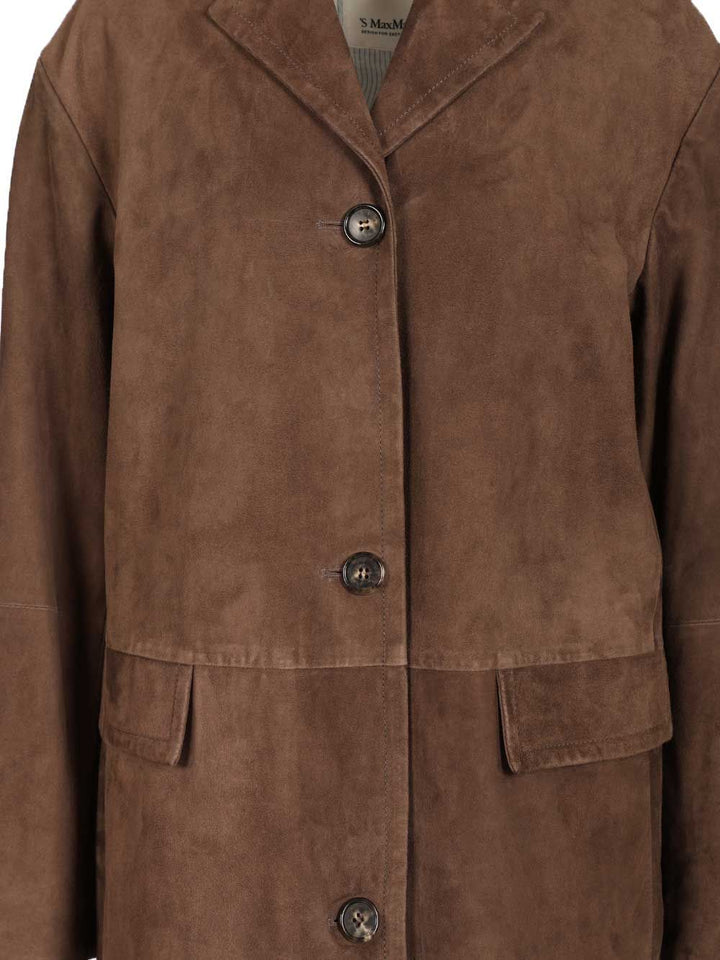 'S Max Mara Suede Overcoat Jackets - Brown | 91981f6e51c392af28425bc2853275c4b431d342