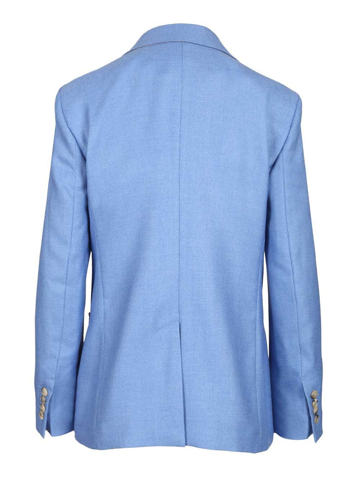 Max Mara Single-Breasted Wool And Silk Canvas Blazer Jackets - Light blue | 18cbed002fcbb4660f662ce08398215e3f687e0e