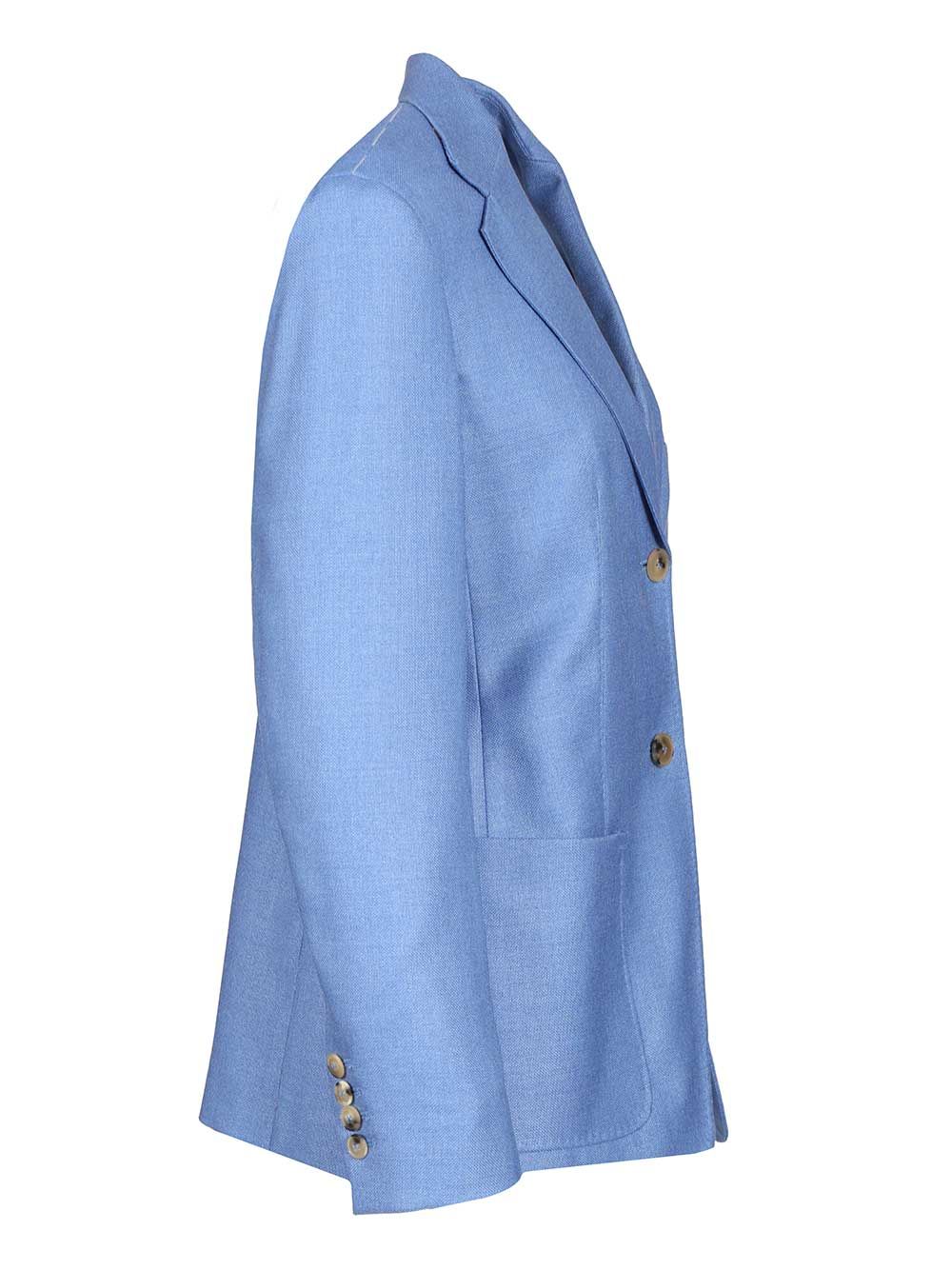 Max Mara Single-Breasted Wool And Silk Canvas Blazer Jackets - Light blue | f7df8da530d82bfcbf1220507caddf59a9f8c58b