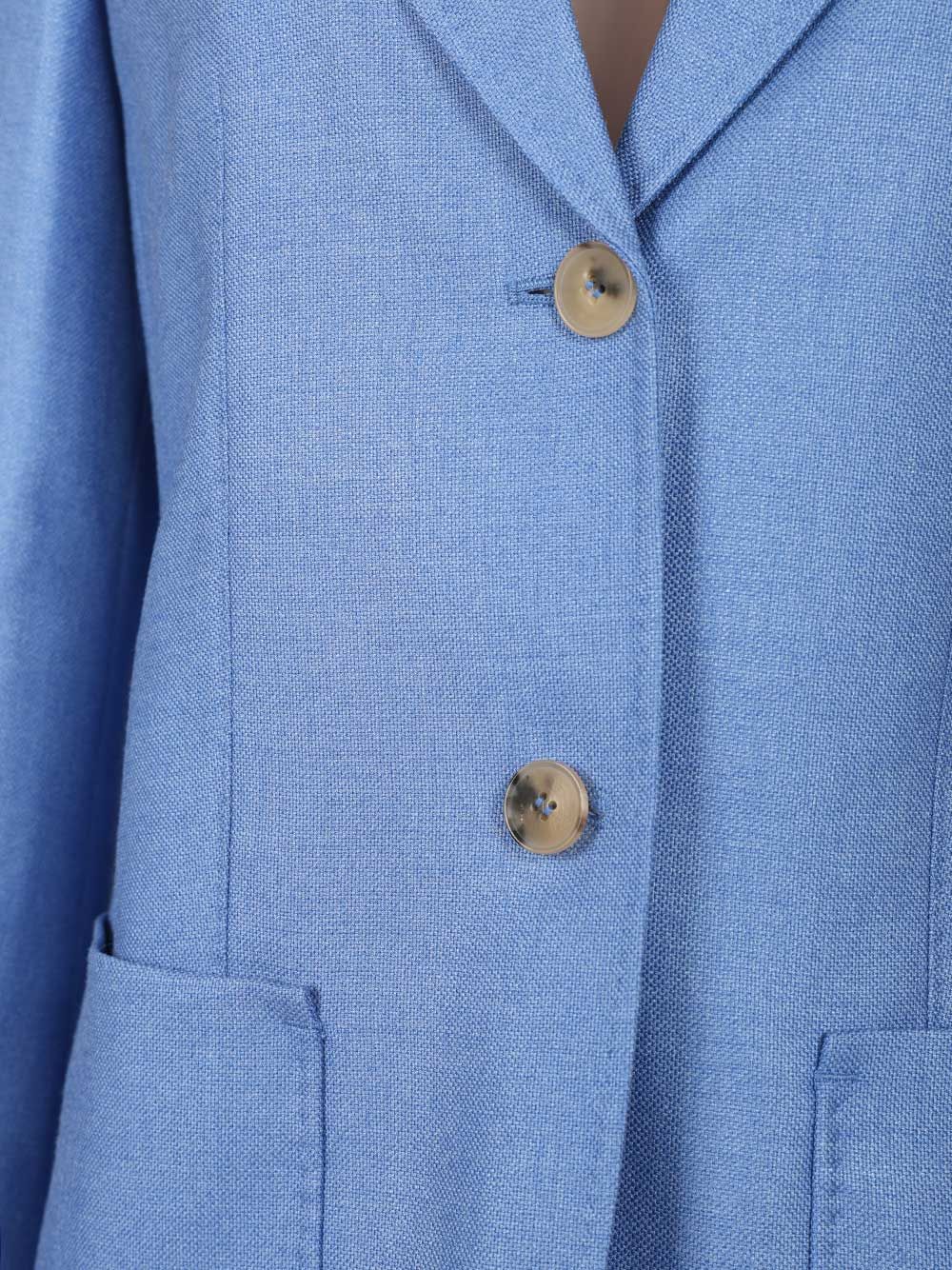 Max Mara Single-Breasted Wool And Silk Canvas Blazer Jackets - Light blue | 9f8ecbe20498c5c0442e9281aa4b5cb4b2ec9a8b