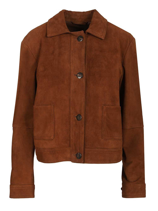 Boxy Suede Jacket Jackets Brown