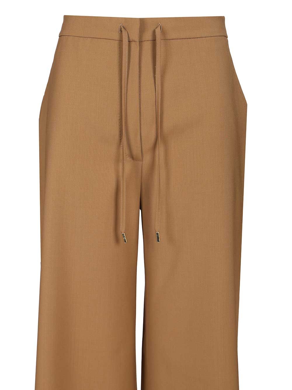 Max Mara Studio Wool Canvas Jogging Trousers - Beige | 264467b103677a0cfed038623260481d23fa3fb0