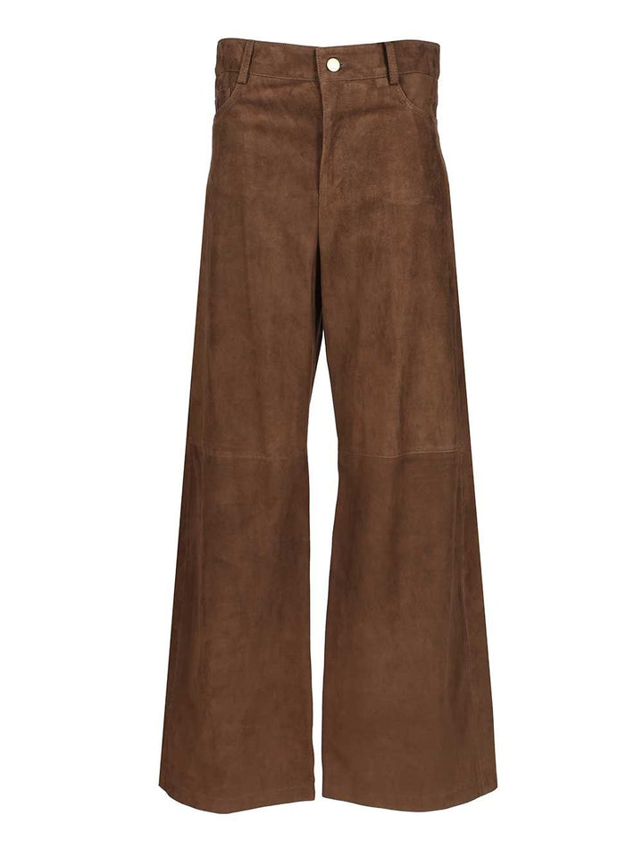 'S Max Mara Wide-Leg Suede Trousers - Brown | c93bc52a506cc72df79c1a50a174e0956dcf599b
