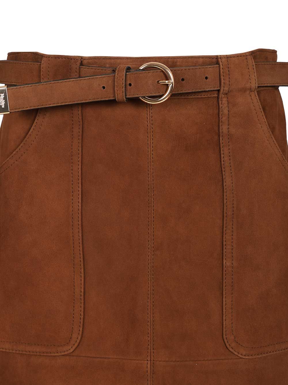 Max Mara Studio Suede Midi Skirt Skirts - Brown | d1be0100a0ddcdf2551b427b17e2e65c1e8fb00f