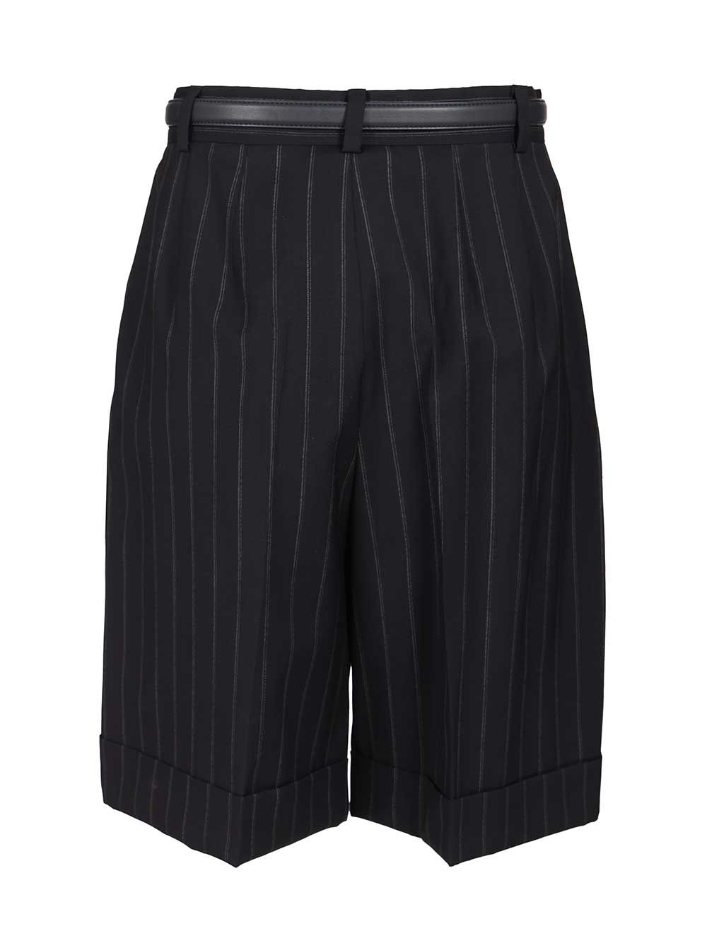 Max Mara Studio Wide Pinstriped Wool Bermuda Trousers - Blue | aee173e41509700c1c009ffda1d14637ba2be5e7