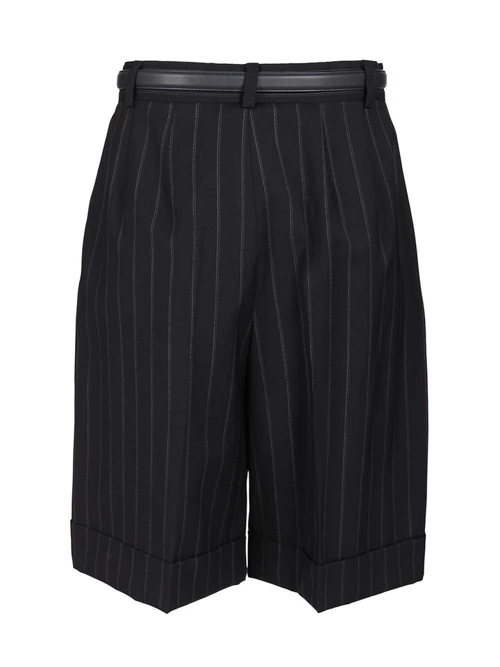 Max Mara Studio Wide Pinstriped Wool Bermuda Trousers - Blue | aee173e41509700c1c009ffda1d14637ba2be5e7
