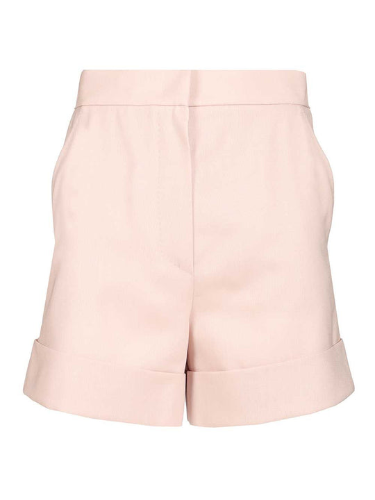 Wool And Silk Canvas Shorts Trousers Rose