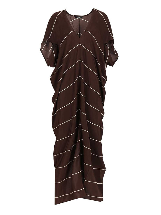 Orta Silk Caftan Dress Swimwear Brown