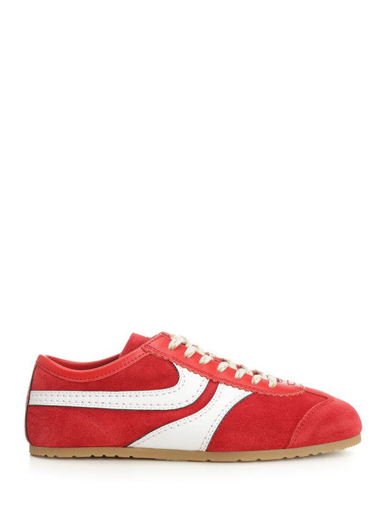 Leather And Suede Sneakers Red