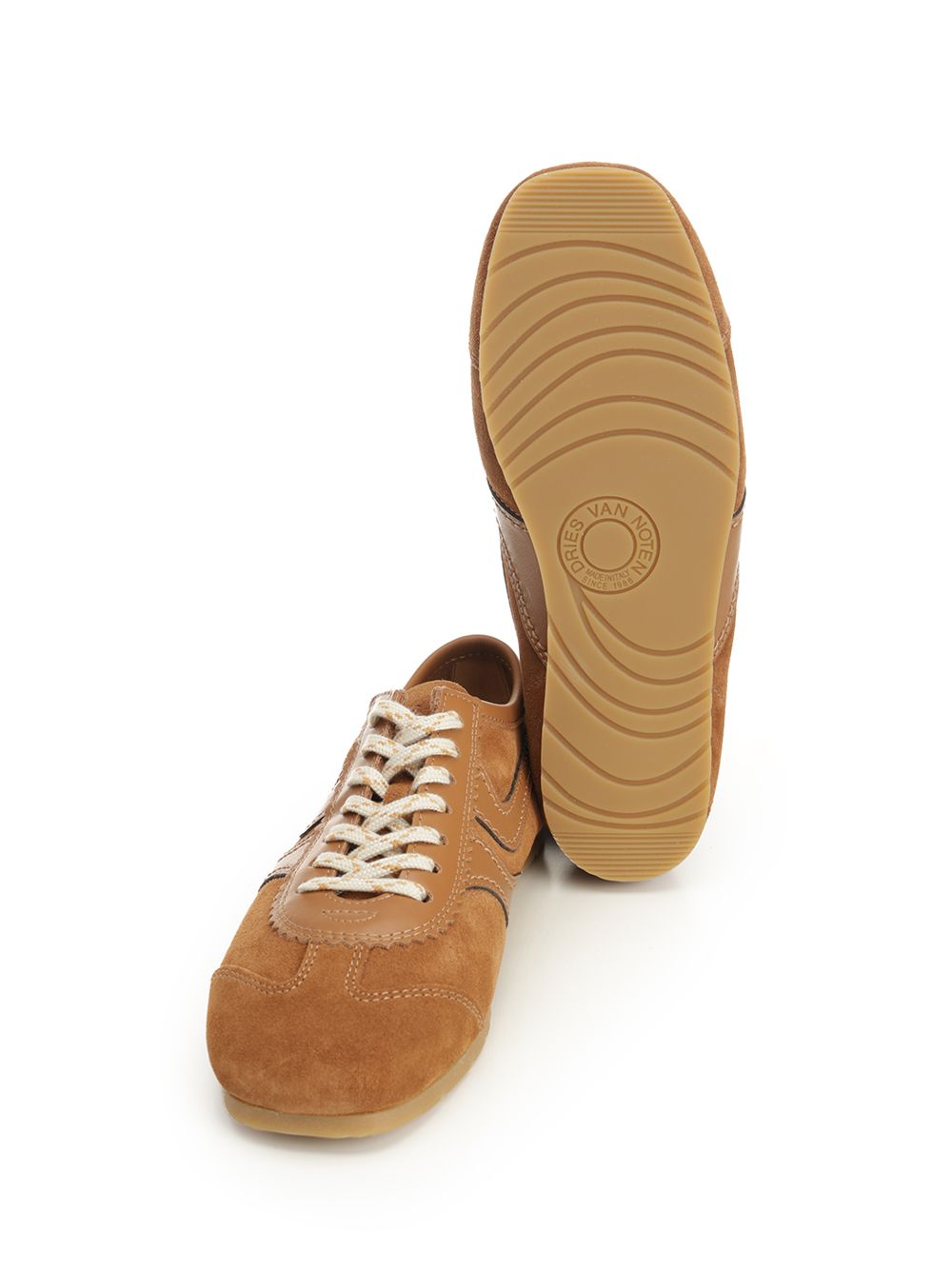 Dries Van Noten Leather And Suede Sneakers - Brown | 1ee22216b0eae0e5a46b00aa4ae3400e5c741d0c