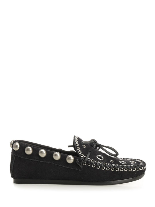 Suede Eyelets Moccasin Scarpe Basse Black