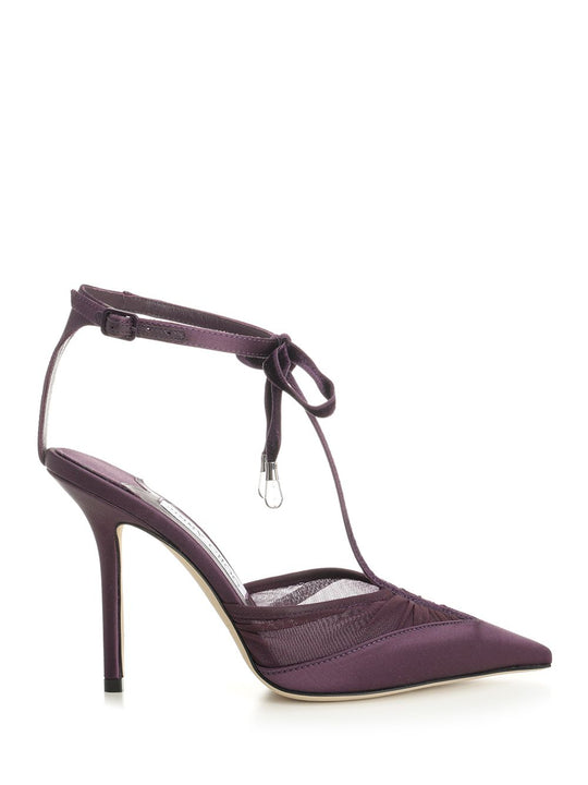 Afia Mesh 100 Satin And Ruched Tulle Sandal Sandals Violet