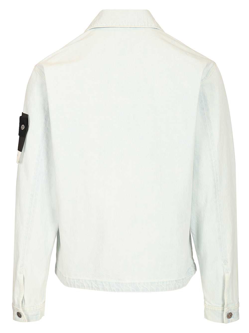 Stone Island Denim Research Coach Jacket In Ultra Bleached Denim Jackets - Light blue | a6e9fa44b693ea5f5476c47afe01ab0e80e7102a