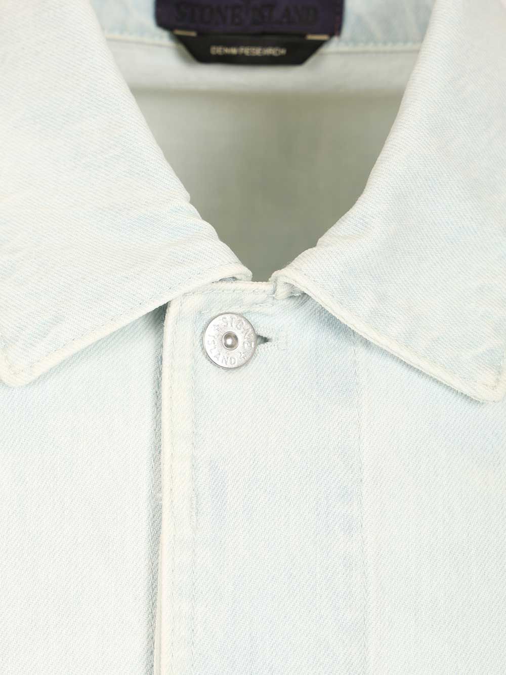 Stone Island Denim Research Coach Jacket In Ultra Bleached Denim Jackets - Light blue | ebe1bd4500235e66efb62b6483d36f2662f6271e