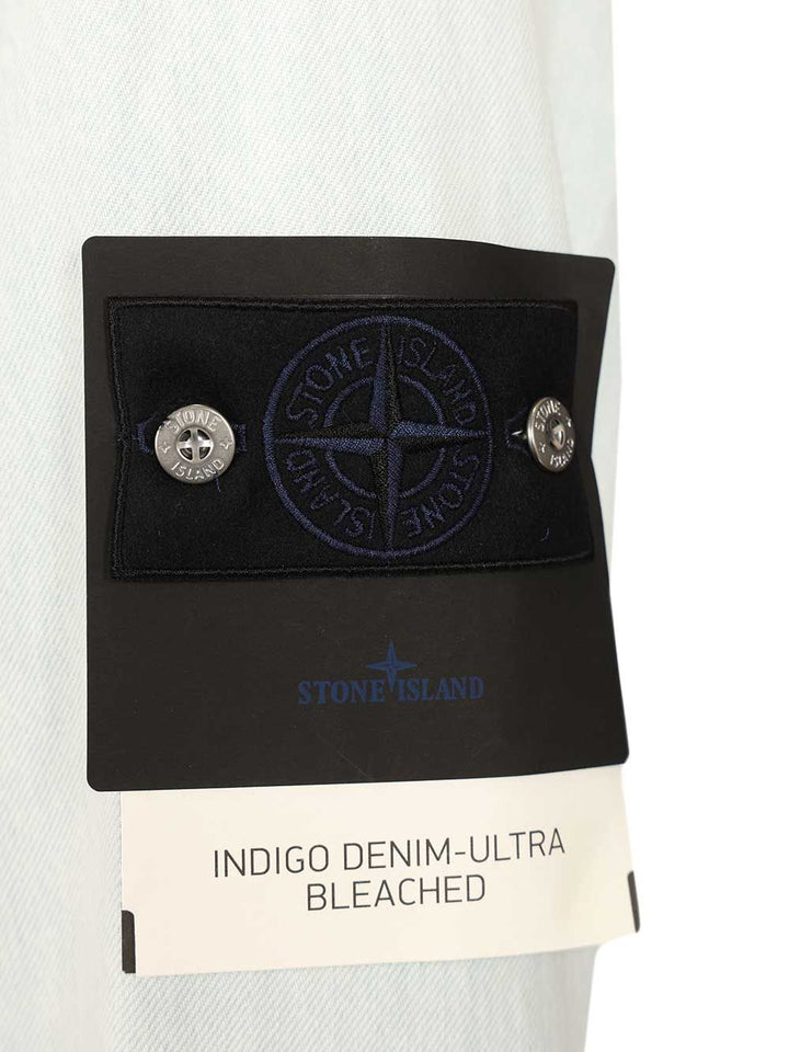 Stone Island Denim Research Coach Jacket In Ultra Bleached Denim Jackets - Light blue | dadb40696f248973635b831f42481a00a0e37d95