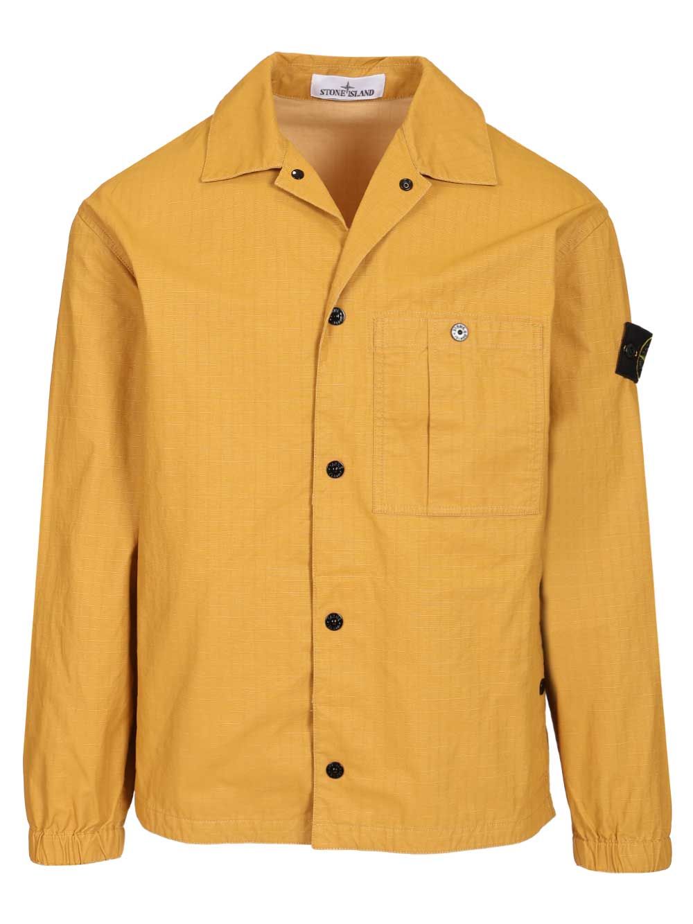 Stone Island Overshirt In Resin-Treated Cotton Ripstop Jackets - Yellow | d882f03b6b53f70d30672c8c37c318c947b5f4d3