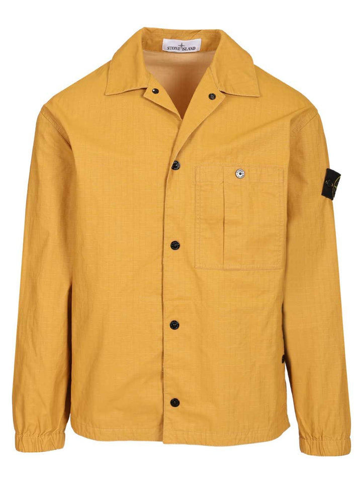 Stone Island Overshirt In Resin-Treated Cotton Ripstop Jackets - Yellow | d882f03b6b53f70d30672c8c37c318c947b5f4d3