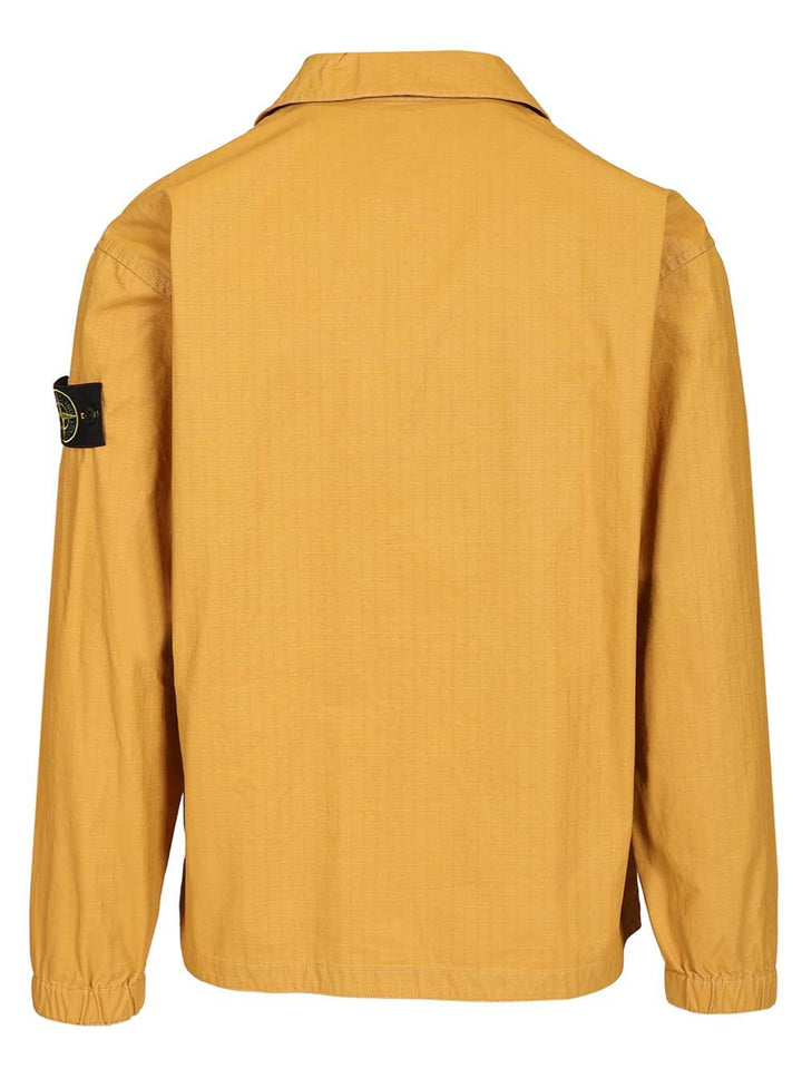 Stone Island Overshirt In Resin-Treated Cotton Ripstop Jackets - Yellow | 86732eb67ee8e157ab47a9d67ea7735819bbc9e9