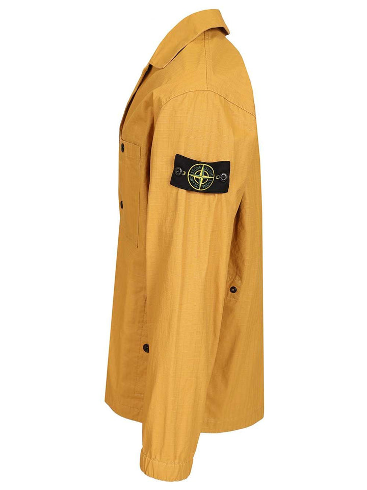 Stone Island Overshirt In Resin-Treated Cotton Ripstop Jackets - Yellow | 83dd599c31ec97f59b831d089b65a61862e3d582