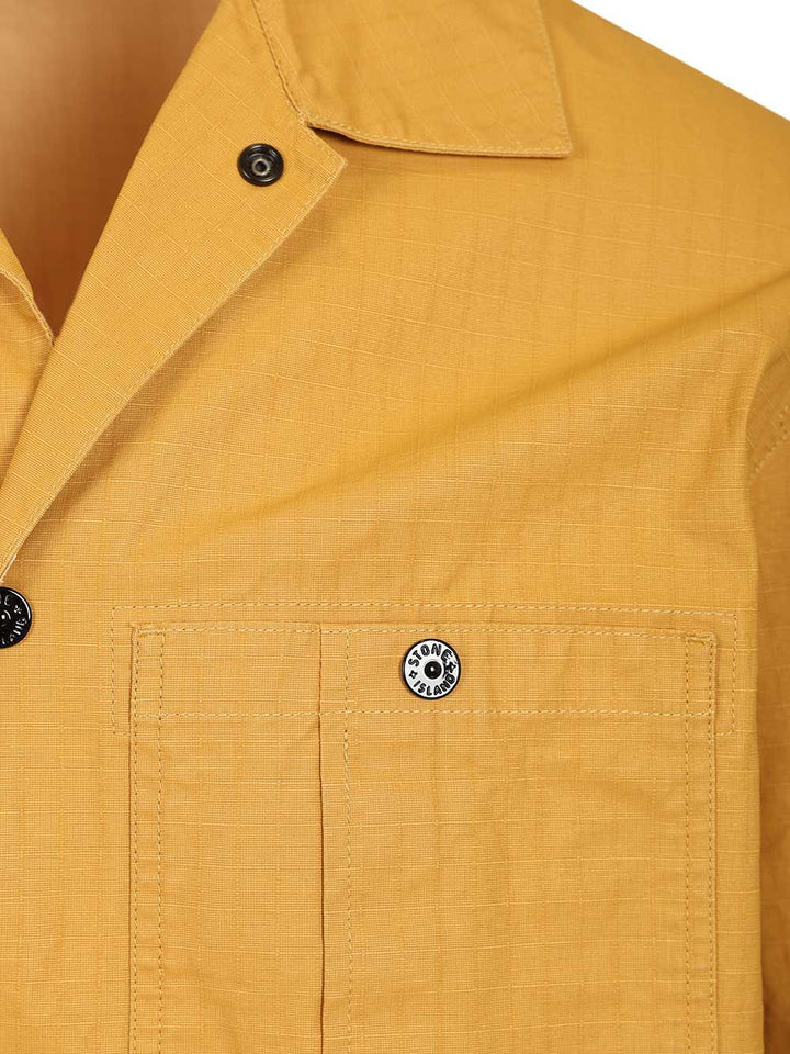Stone Island Overshirt In Resin-Treated Cotton Ripstop Jackets - Yellow | 2b98088252ecdcd85a1ebc844a79b5600a1561bc
