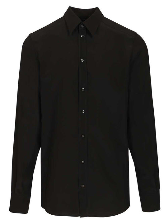 Formal Shirt In Silk Crepe De Chine Shirts Black