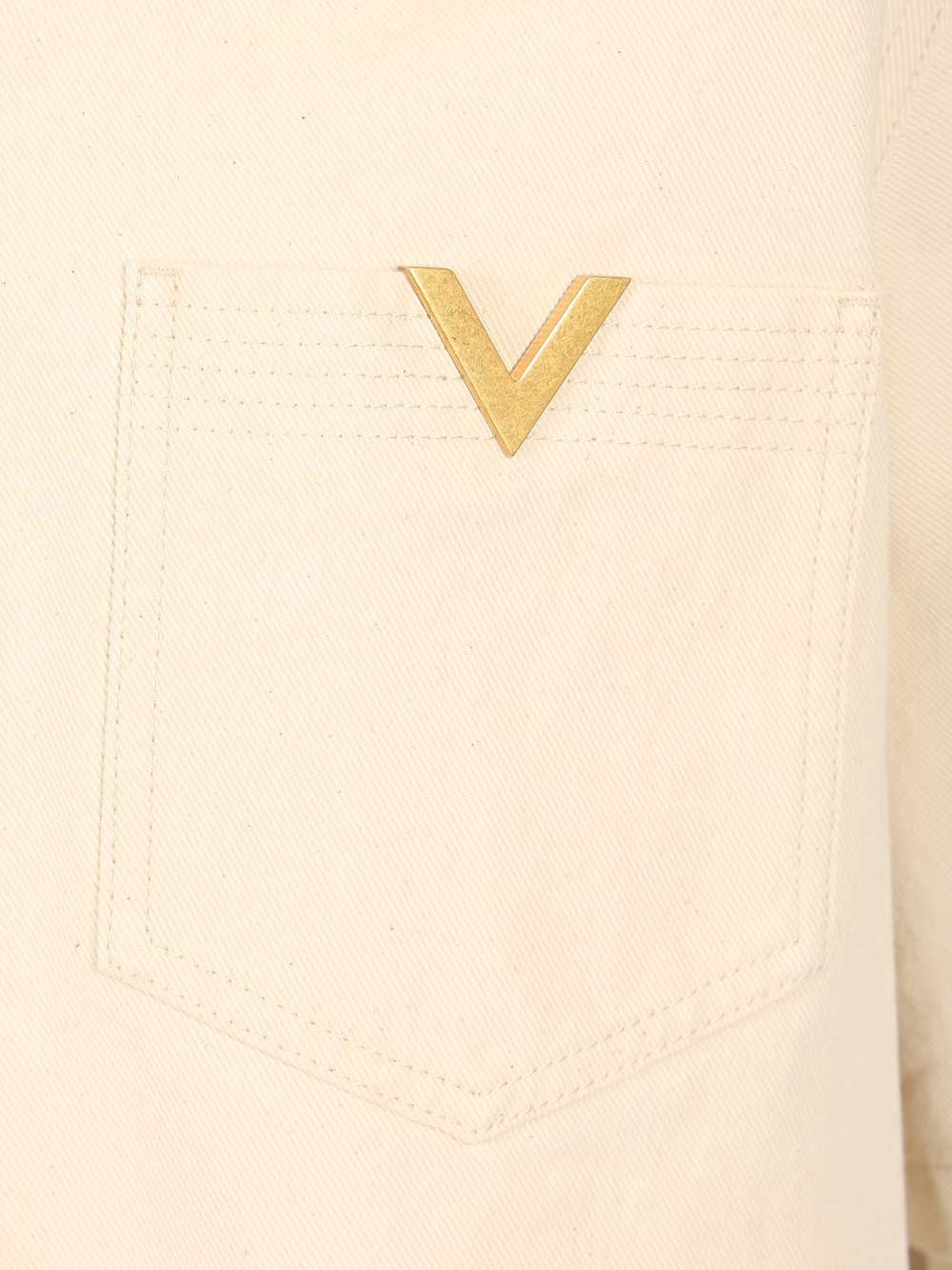 Valentino Garavani Valentino Denim Bowling Shirt Jackets - White | 5f88a7b60ae5c2c9b4457c874926450a18976bc9