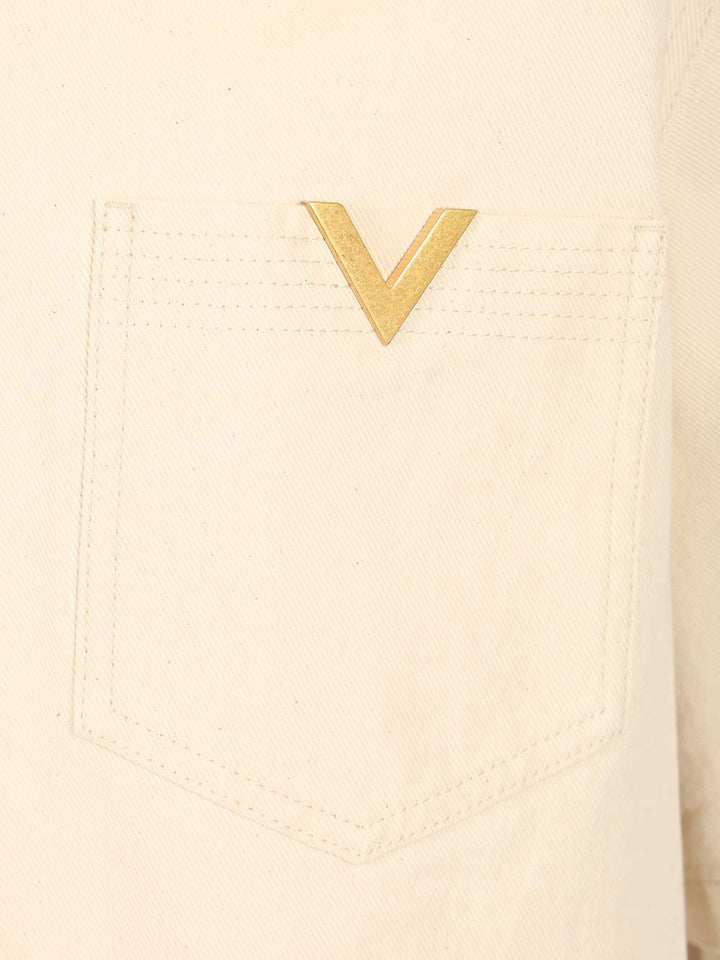 Valentino Garavani Valentino Denim Bowling Shirt Jackets - White | 5f88a7b60ae5c2c9b4457c874926450a18976bc9