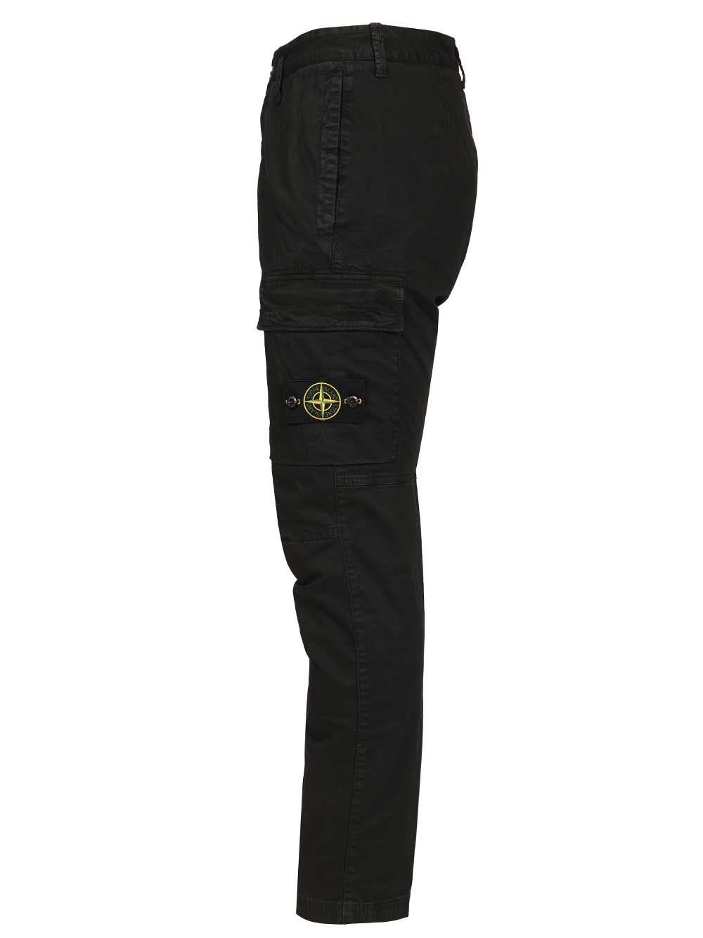 Stone Island Cargo  In Broken Cotton Twill Trousers - Black | 7803bda91be42ca79db547820bfa90fcbe006a3e