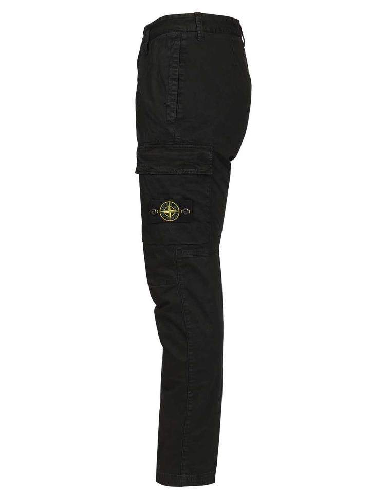 Stone Island Cargo  In Broken Cotton Twill Trousers - Black | 7803bda91be42ca79db547820bfa90fcbe006a3e