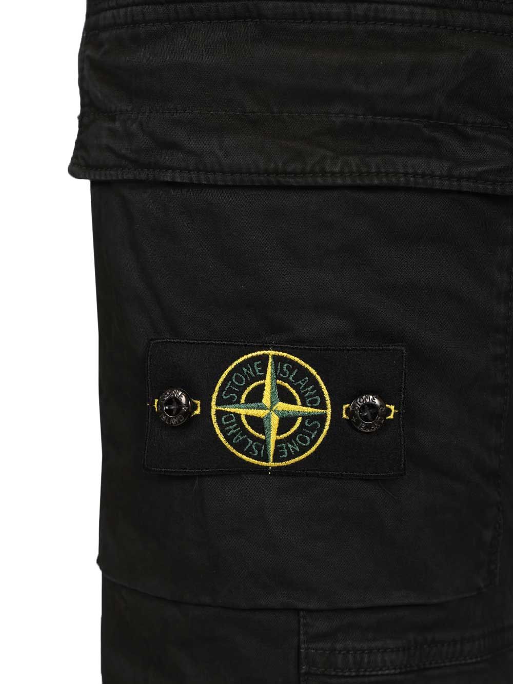 Stone Island Cargo  In Broken Cotton Twill Trousers - Black | 65fd2844240976217176a8787d67b8203febbf2c