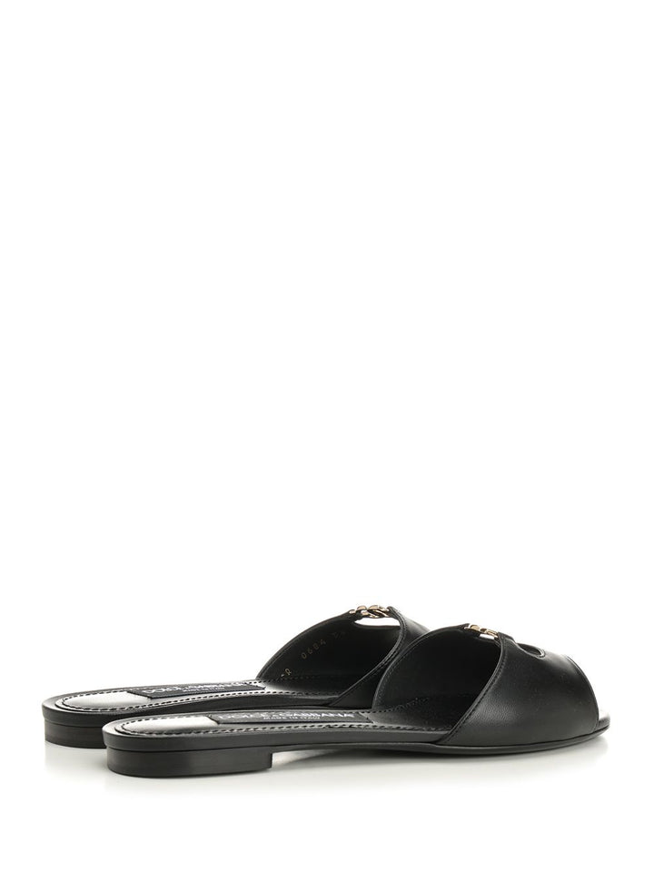 Dolce & Gabbana Leather Slides Sandals - Black | 36d98c3c82b2e3b125f4b47654e8261c9e8c4a76