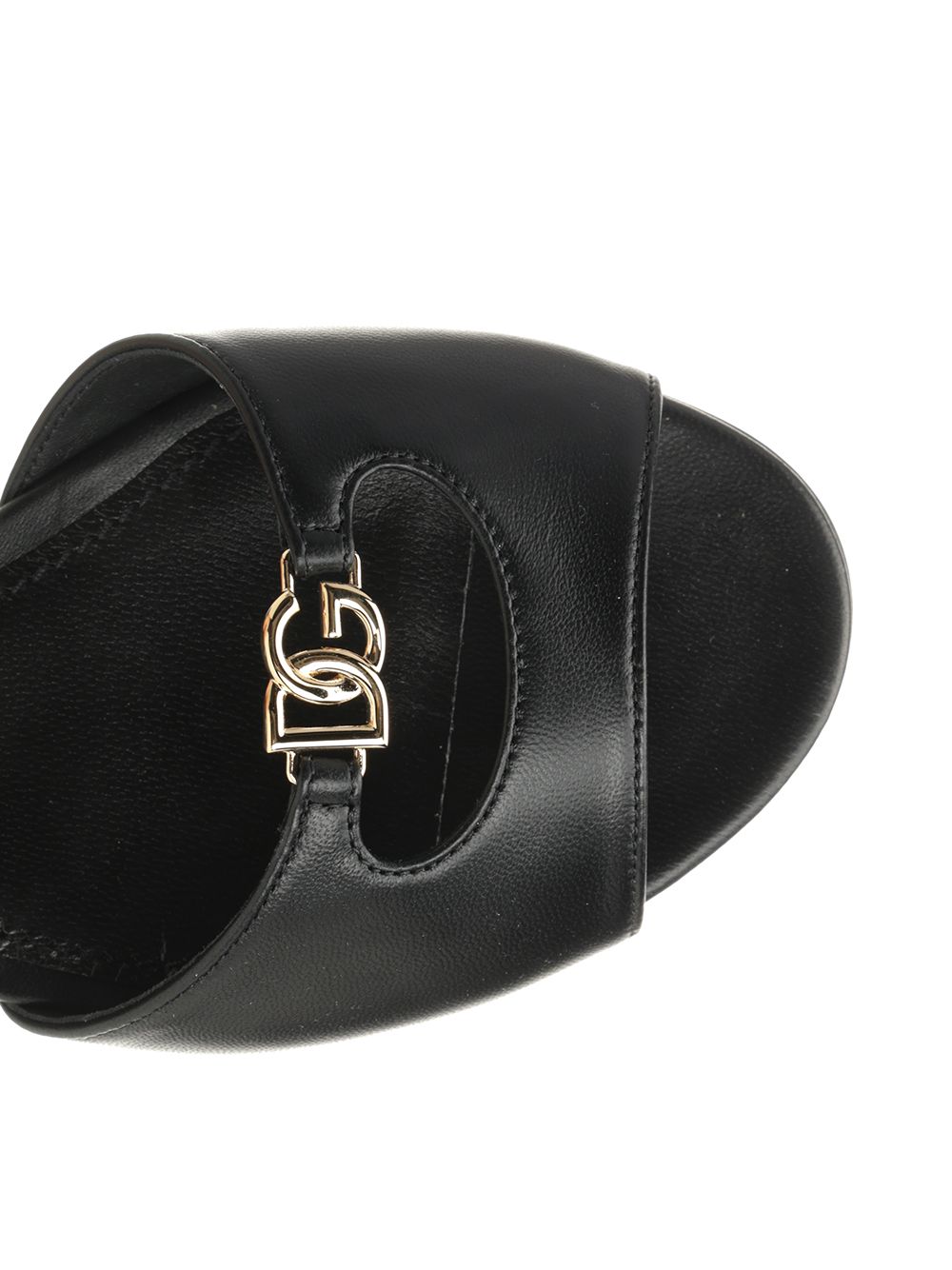 Dolce & Gabbana Leather Slides Sandals - Black | b40a2fb25cff9e5e070b50357cf6b05f08d2fbfc