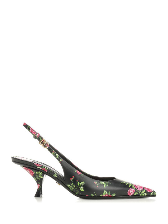 Lollo Slingback In Printed Leather Pumps Multicolor