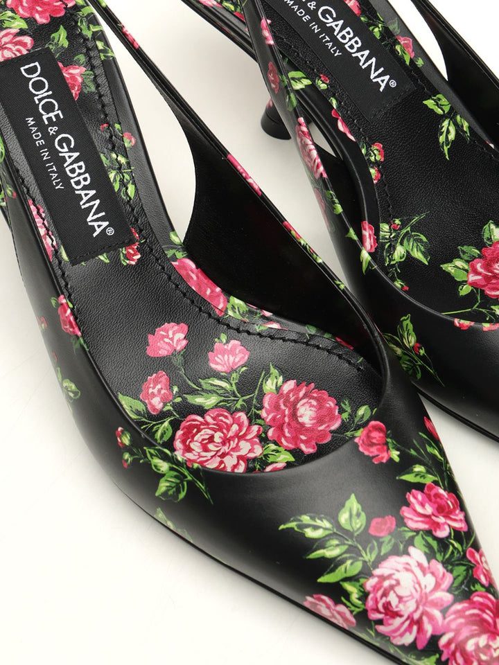 Dolce & Gabbana Lollo Slingback In Printed Leather Pumps - Multicolor | 92dcd066863c014e4ff98f366e17f74a4baa27fa