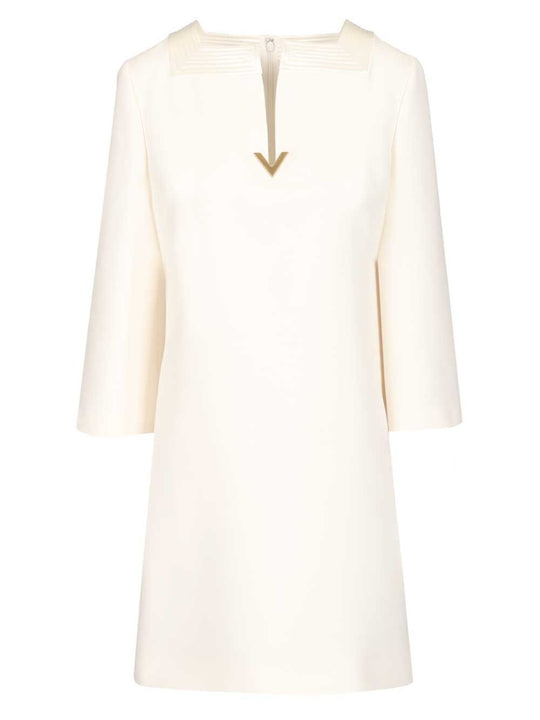 Short Crepe Couture Dress Dresses White