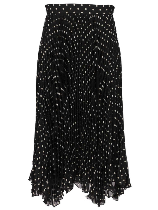 Silk Polka Dot Skirt Skirts Black