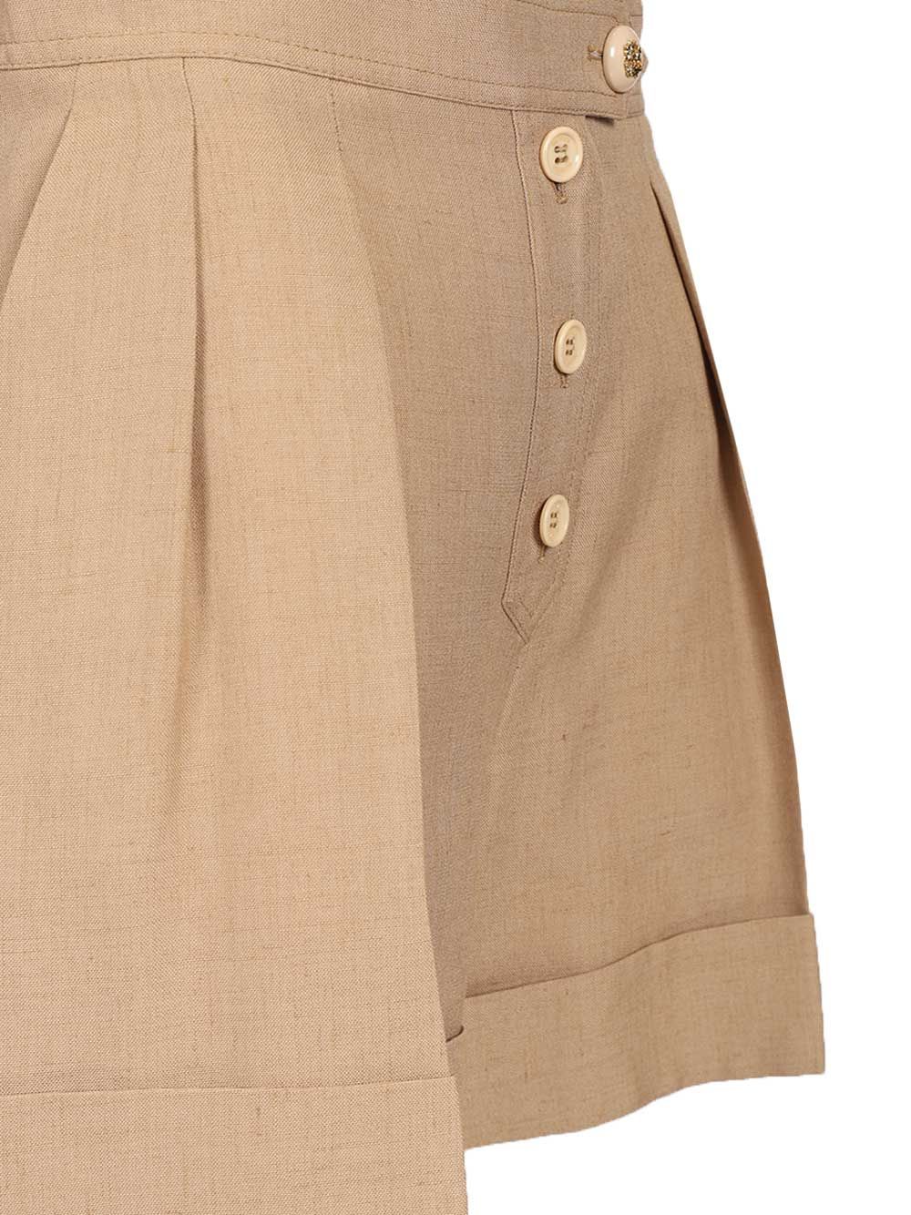 Valentino Garavani Linen And Viscose Shorts Trousers - Beige | 3ff62089238e5077e5a76562d04f233f33fce4f6