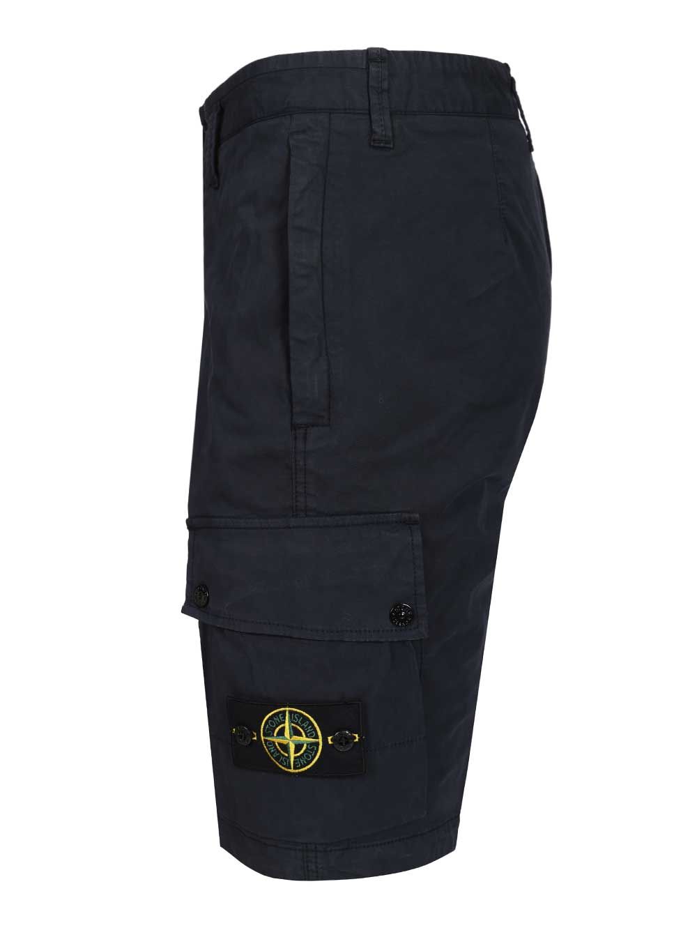 Stone Island Cargo Bermuda Shorts In Stretch Organic Cotton Twill Trousers - Blue | 407a70b7894bf9524def0f5037bbaf154973c685