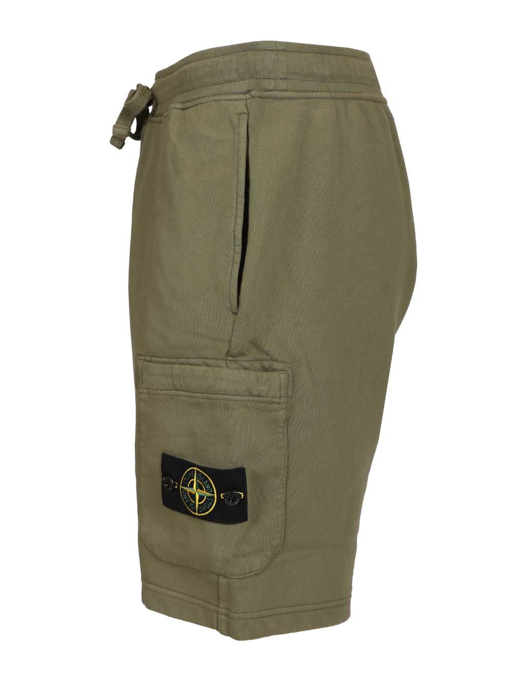 Stone Island Organic Cotton Fleece Bermuda Shorts Trousers - Green | 4936e1047ef4fe8183b22798d7a8f5334fc2448d