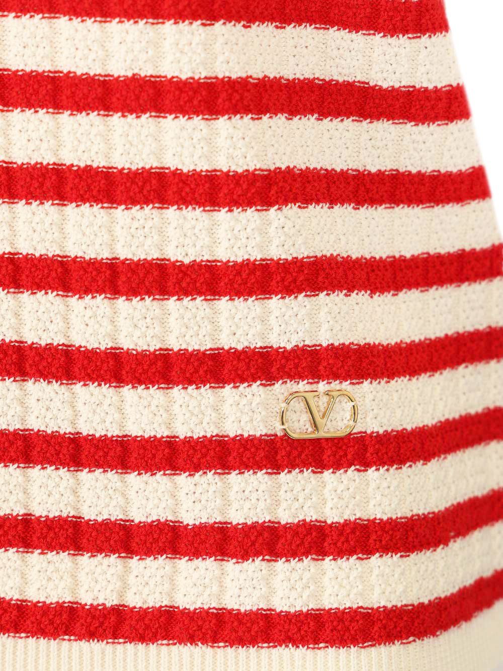 Valentino Garavani Ribbed And Striped Cotton T-Shirt - Multicolor | 054cbe5ff2f4a2aa56d0c17eb9556fb4d4c0fa2d