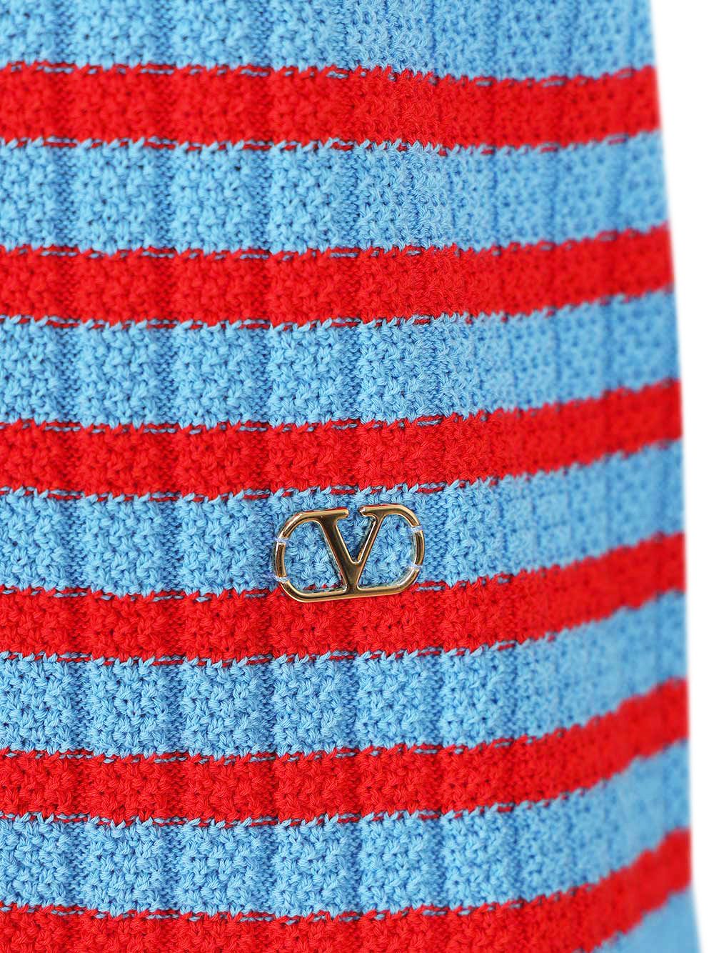 Valentino Garavani Ribbed And Striped Cotton T-Shirt - Blue | 88e91d75a83d4e7170ed743af721ca912265c927