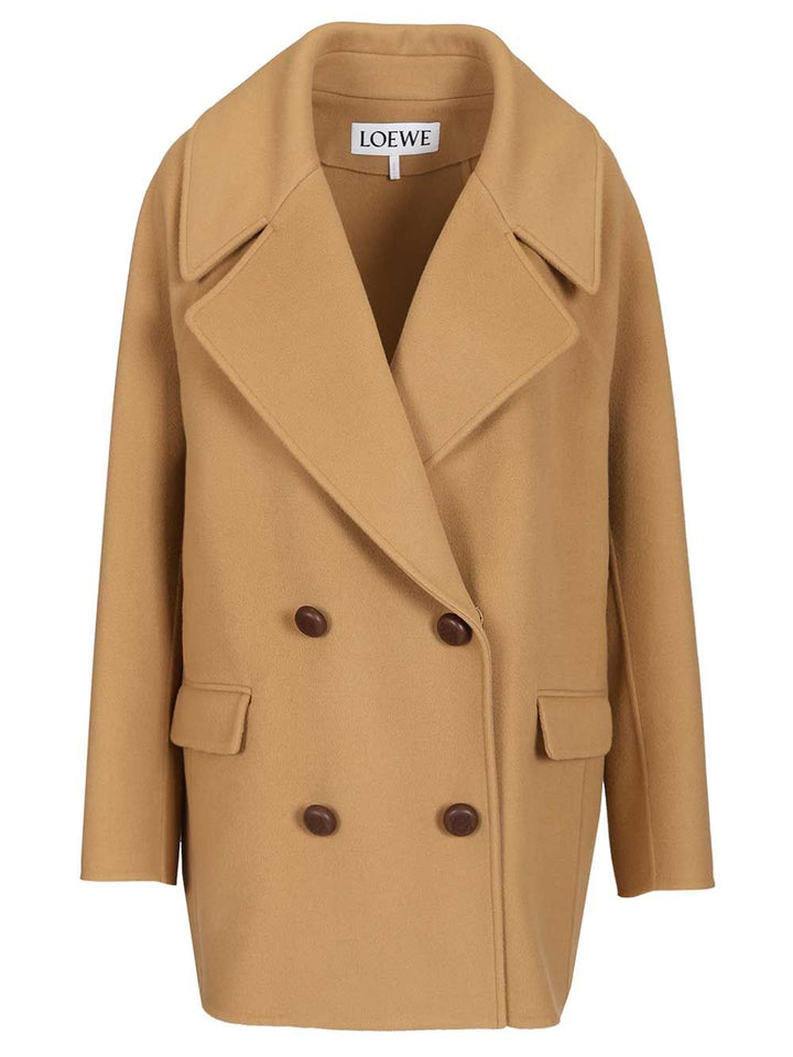 Loewe Short Wool Coat Coats - Beige | e8145df8717087d0e781539a59fa449b190afb8b