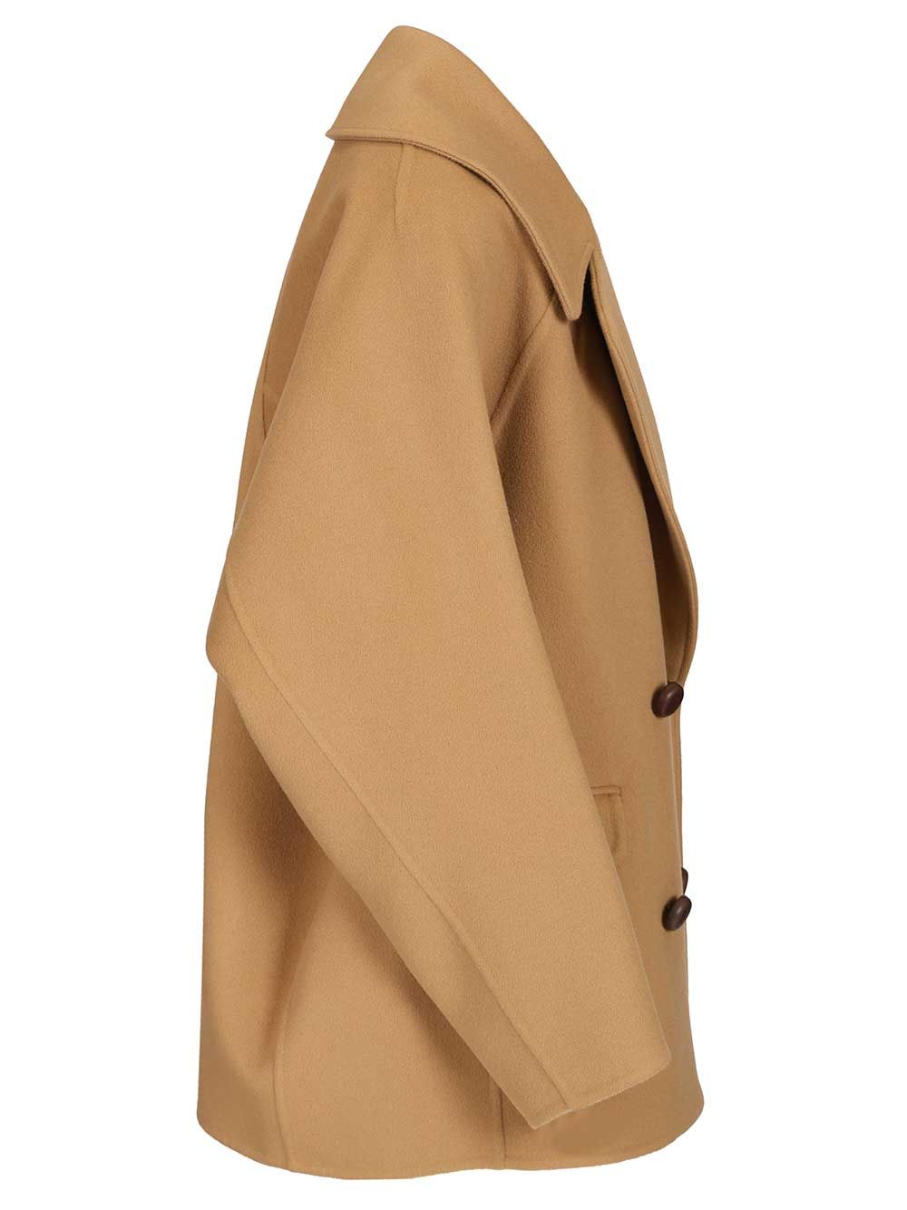 Loewe Short Wool Coat Coats - Beige | 9cf2395d66bb51b0922452441a8c63a523f538e5