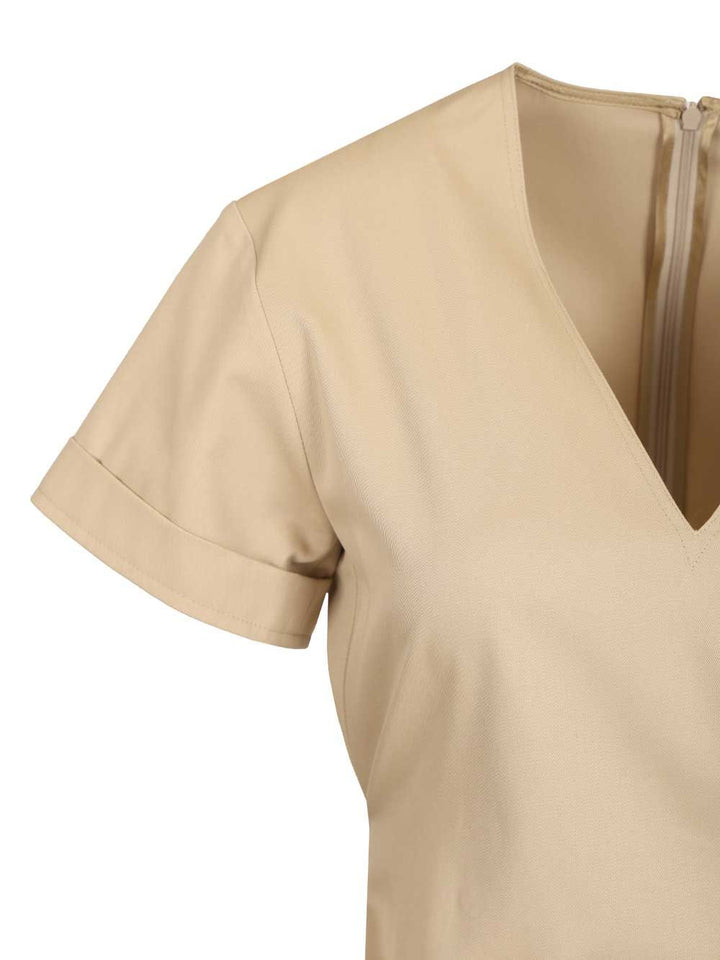 Loewe Belted Dress In Cotton And Silk Dresses - Beige | faaba2208d3ce1ed6bc8c56856175b01d241c709