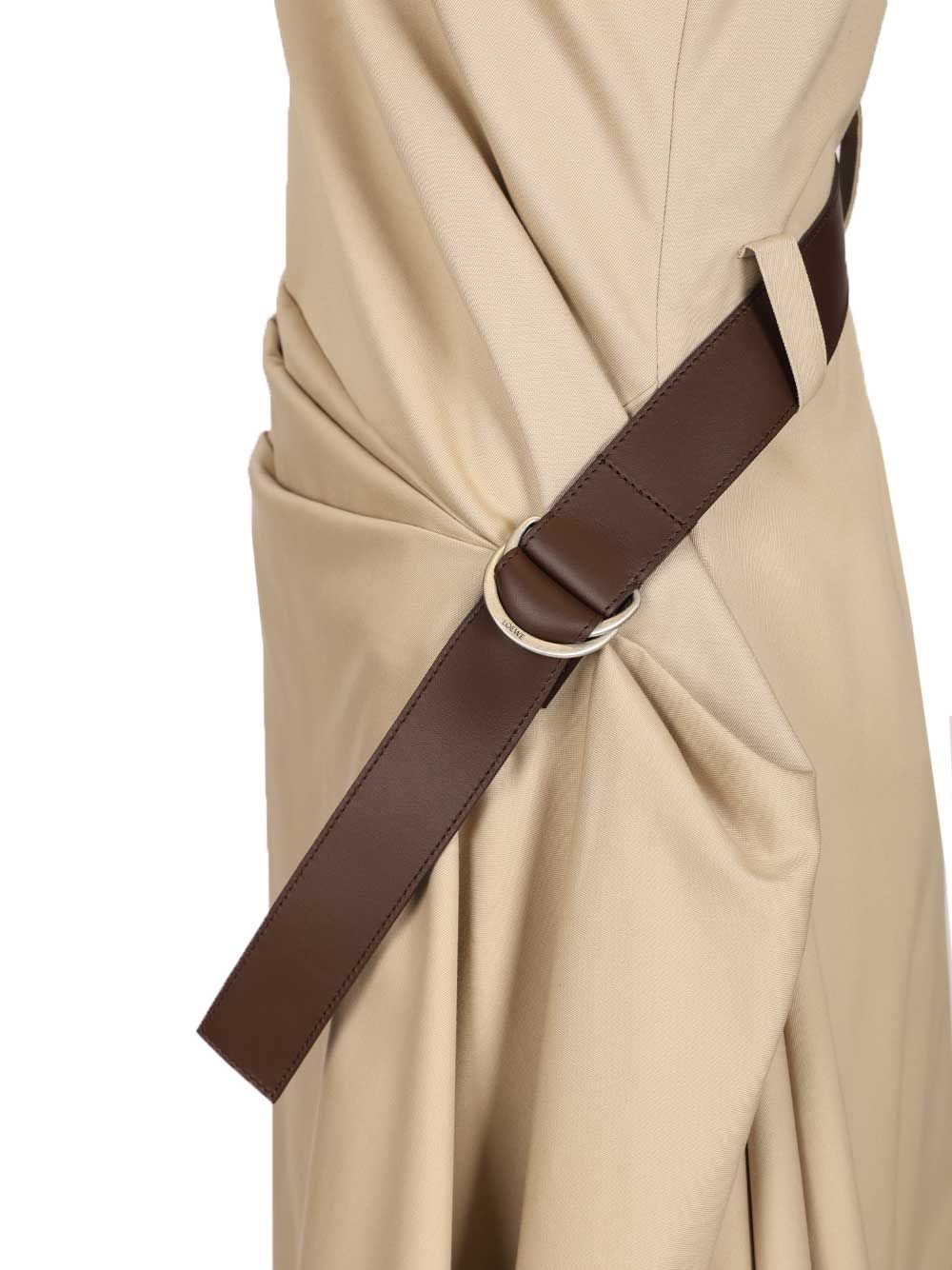 Loewe Belted Dress In Cotton And Silk Dresses - Beige | 7507a3ab8852159d732cdf7d5216b95c5963be8d