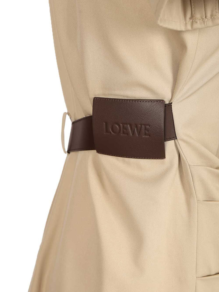Loewe Belted Dress In Cotton And Silk Dresses - Beige | 3561d80a5edc443ebaf400adce2fc38d95024970